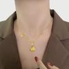 Elegant Colorfast 18K Rose Gold Necklace with Swan & Four-Leaf Clover Charm