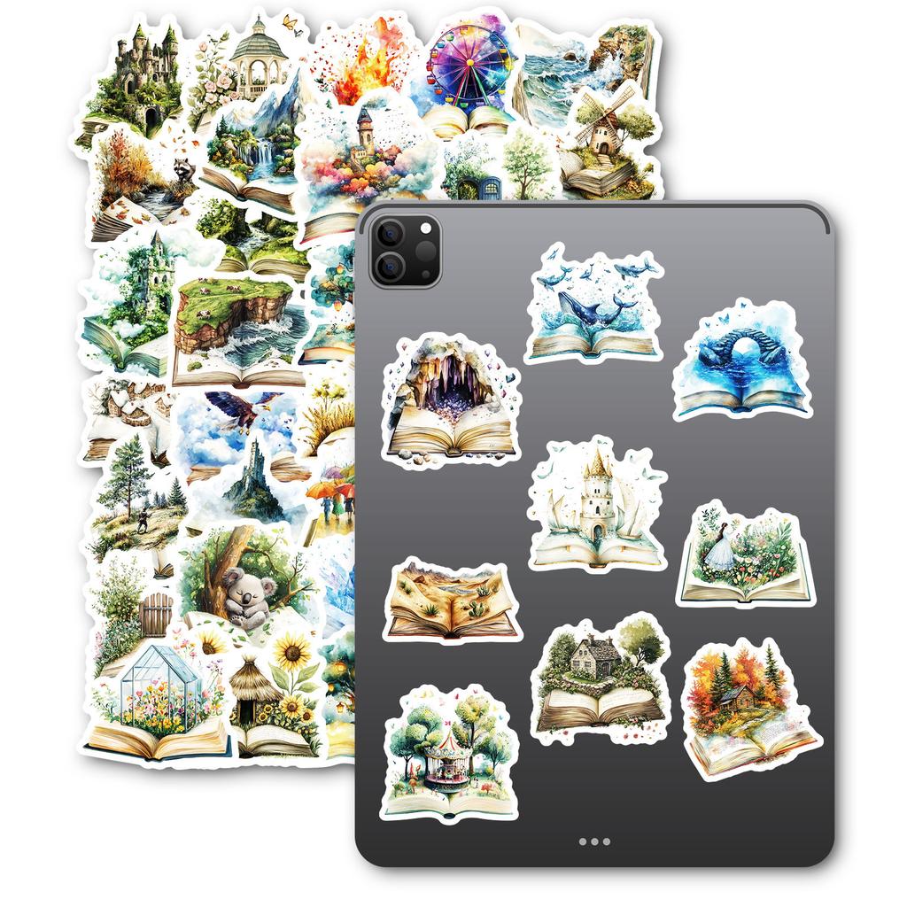 50 Books In The Forest World Stickers Laptop Suitcase Hand Ledger Doodle Decoration Waterproof