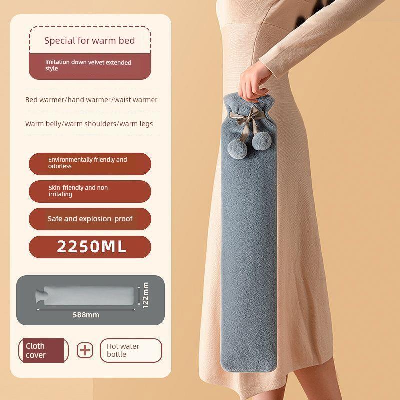 German Precision-Made Hot Water Bottle, 2026 New Model, Winter-Specific for Bedding, Thickened Explosion-Proof Long Plush Warm Water Bag