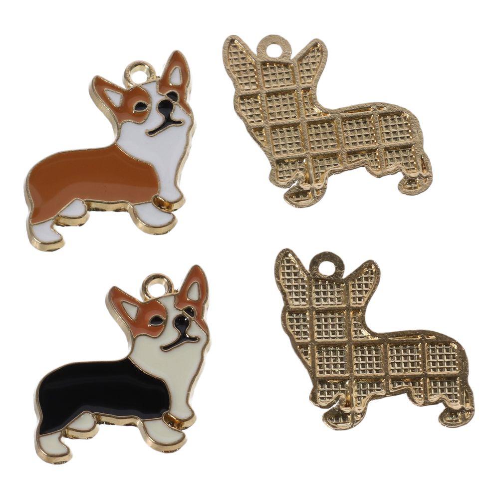 20pcs Alloy Funny Puppy Charms Black and Orange Alloy Animal Charms  for Diy Pendants
