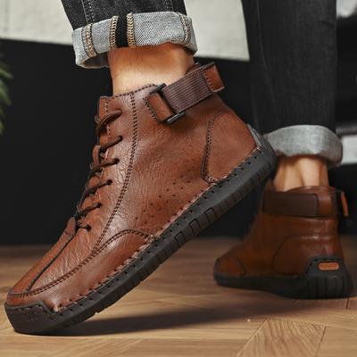 Fashion Fashion Walking Shoes Man Leather Basic Boots Men Sneakers Breathable Hombres Botas New Arrival Handmade Leather Mens Boots