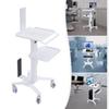 Mobile Standing Aluminum Alloy Workstation,White 3 Tiers Adjustable Rolling Computer Cart Free Standing for Place Computer