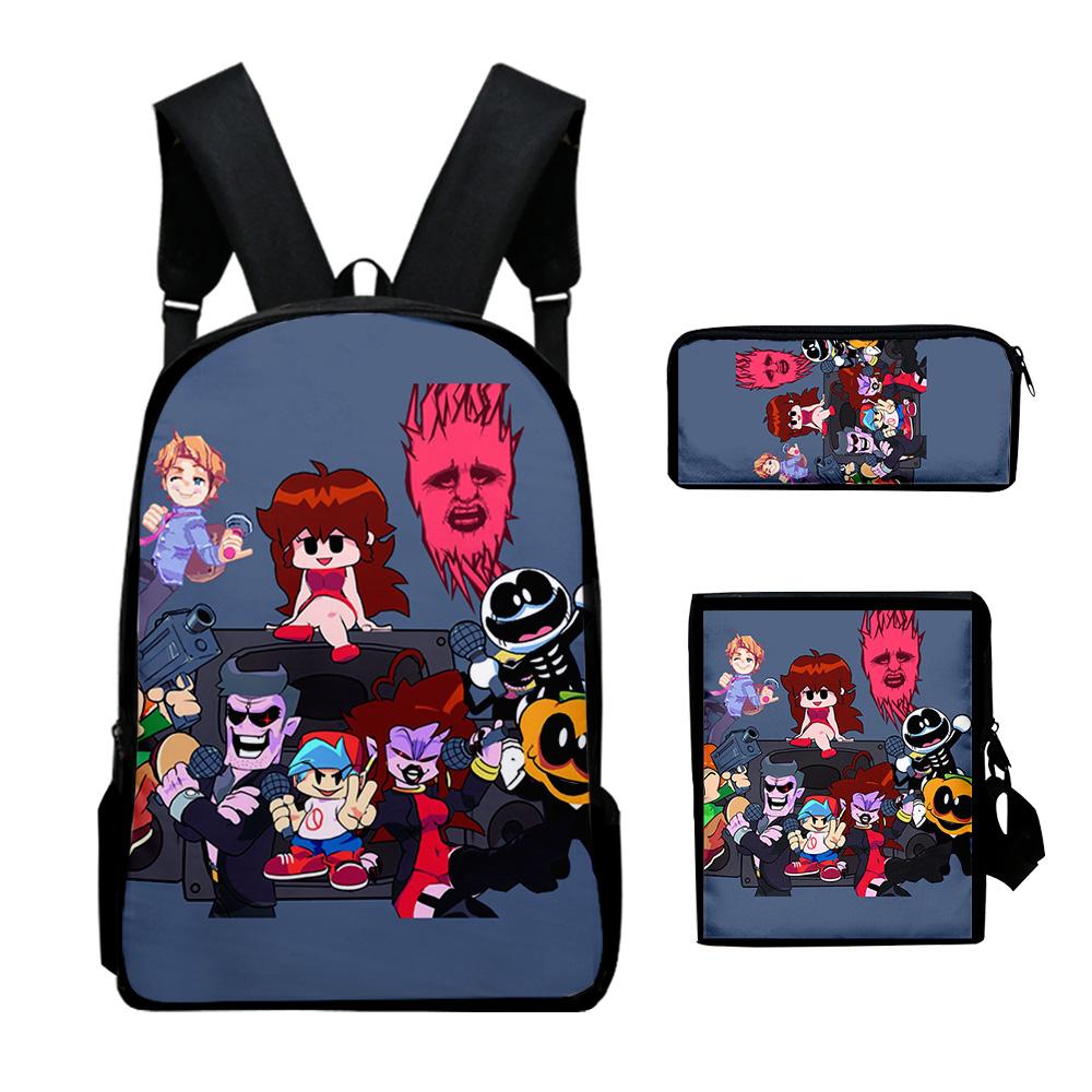 Popular Novelty Friday Night Funkin 3D Print 3pcs/Set School Bags Laptop Daypack Backpack Inclined shoulder bag Pencil Case