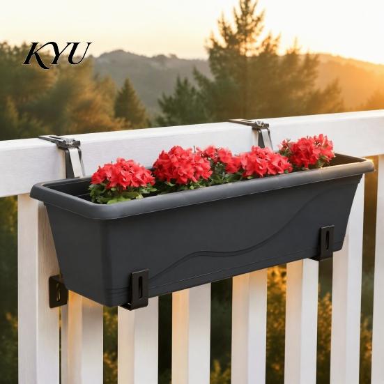 Support Métallique Robuste pour Jardinière 4 Pièces Supports de Boîte Réglables, Supports de Fleurs en Acier Inoxydable, Supports de Plantes pour Balcon sans Perçage pour