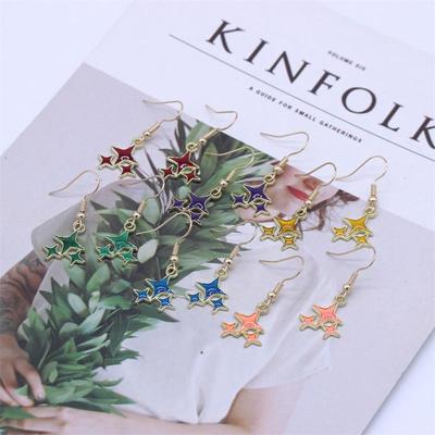 Creative Mango Star Pendant Earrings - European & American DIY Drip Oil Alloy Jewelry Accessories