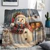 Snowman Print Flannel Blanket, High quality Comfortable for All Seasons, Home Decor, Warmth and Comfort, Perfect for Christmas Gifts