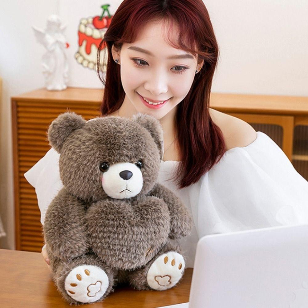 Holding Love Bear Plush Toy Sitting Animal Plush Doll Kawaii Stuffed Bear Doll  Kid Gift