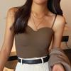 Women Tops Sexy Solid Crop Top Seamless Camis Women Tank Tops Sleeveless Slim Camis With Bra Basic Underwear Padded Bra Tops