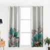 Flowers Bloom Turquoise Plants Roses Window Curtain For Living Room Bedroom Luxury Home Kitchen Decor Items Curtains