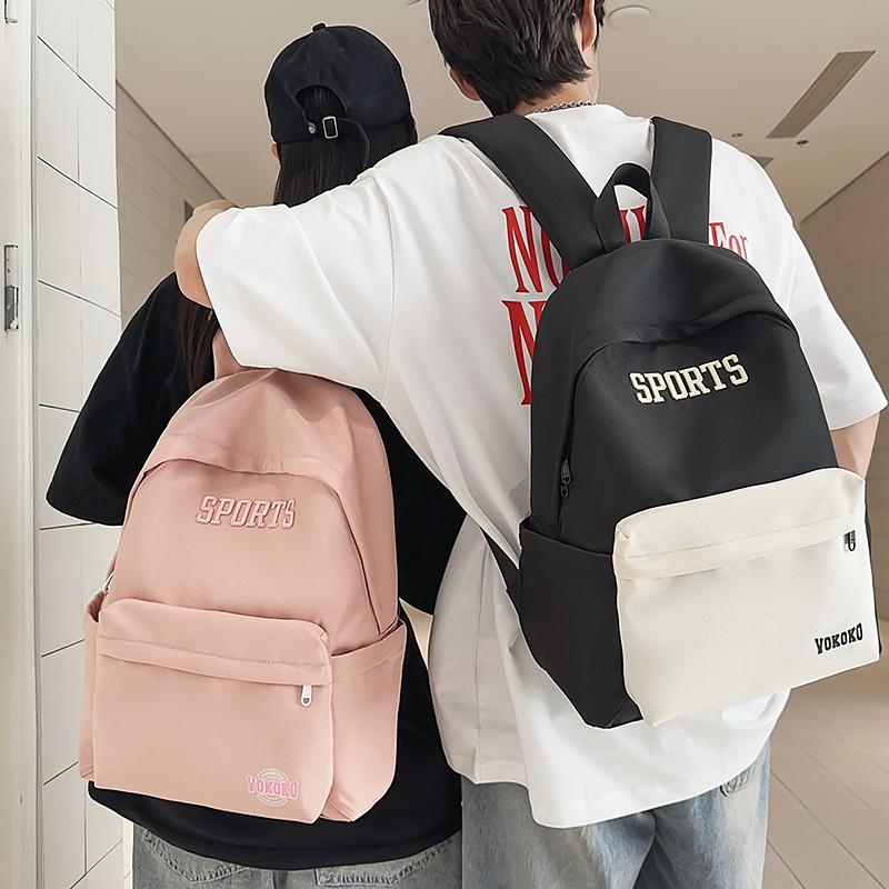 Middle School Student Schoolbag Women's Large Capacity Backpack Letter Print Men Outdoor Backpack
