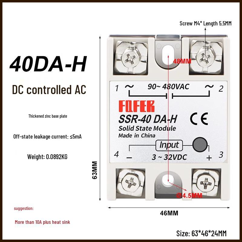 DC-Controlled AC SSR 40DA 25A 60DA 80DA 100DA-H 40DD VA Single-Phase Solid State Relay