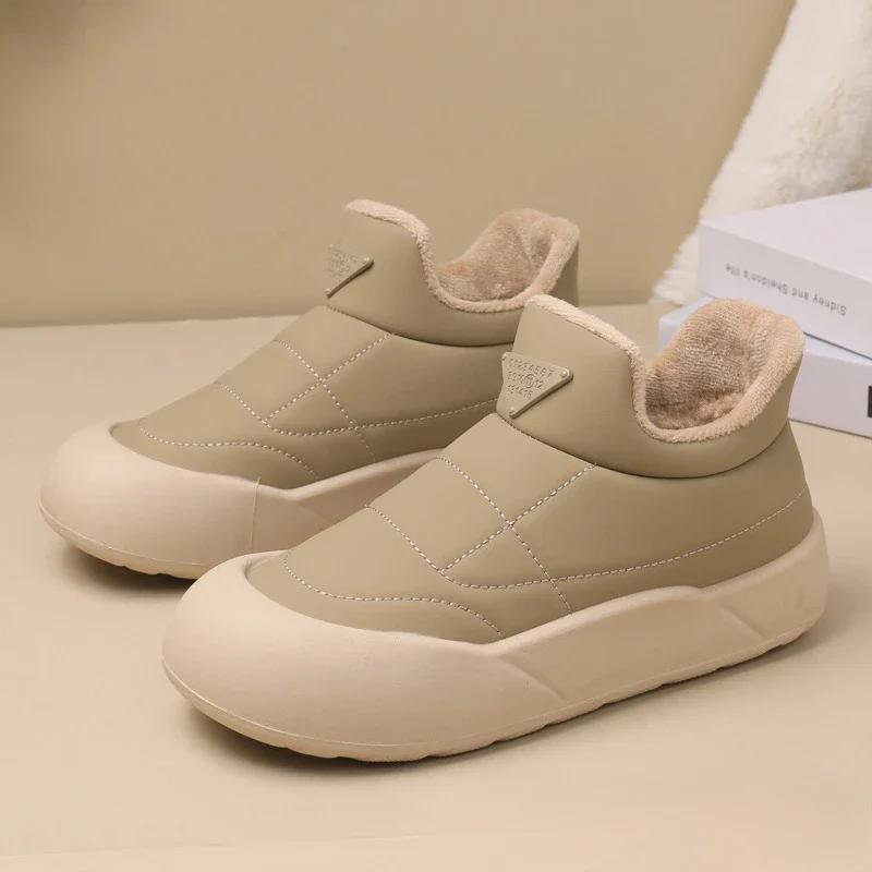 Fashion Women's Plush  Rubber Warm Thick Sole Outdoor Anti Slip Comfortable Cotton Shoes Fashionable Snow Boots