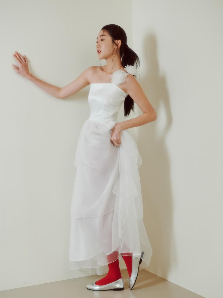 GANISONG Bridal Rose Peony Dress_White
