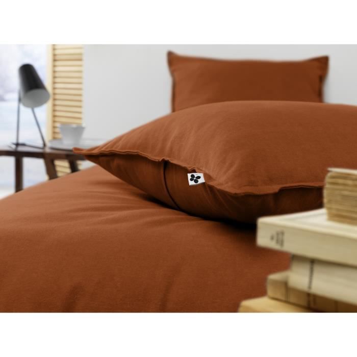 Drap housse - Candice - 180 x 200 cm - Flanelle de coton - Marron - Uni