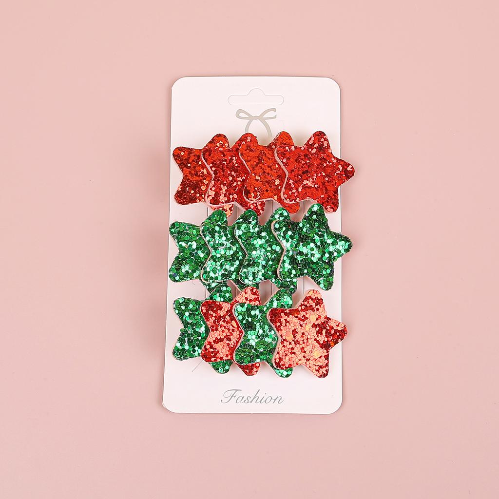 3pcs Christmas Elk Hair Bows Girls Santa Claus Hair Clip Heart Star Barrettes Children Kids Christmas Party Hair Accessories