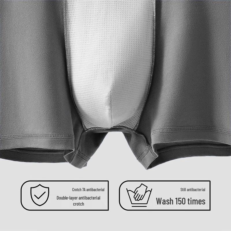 Langsha Men's Cotton & Silk Antibacterial Boxer Briefs 4-Pack