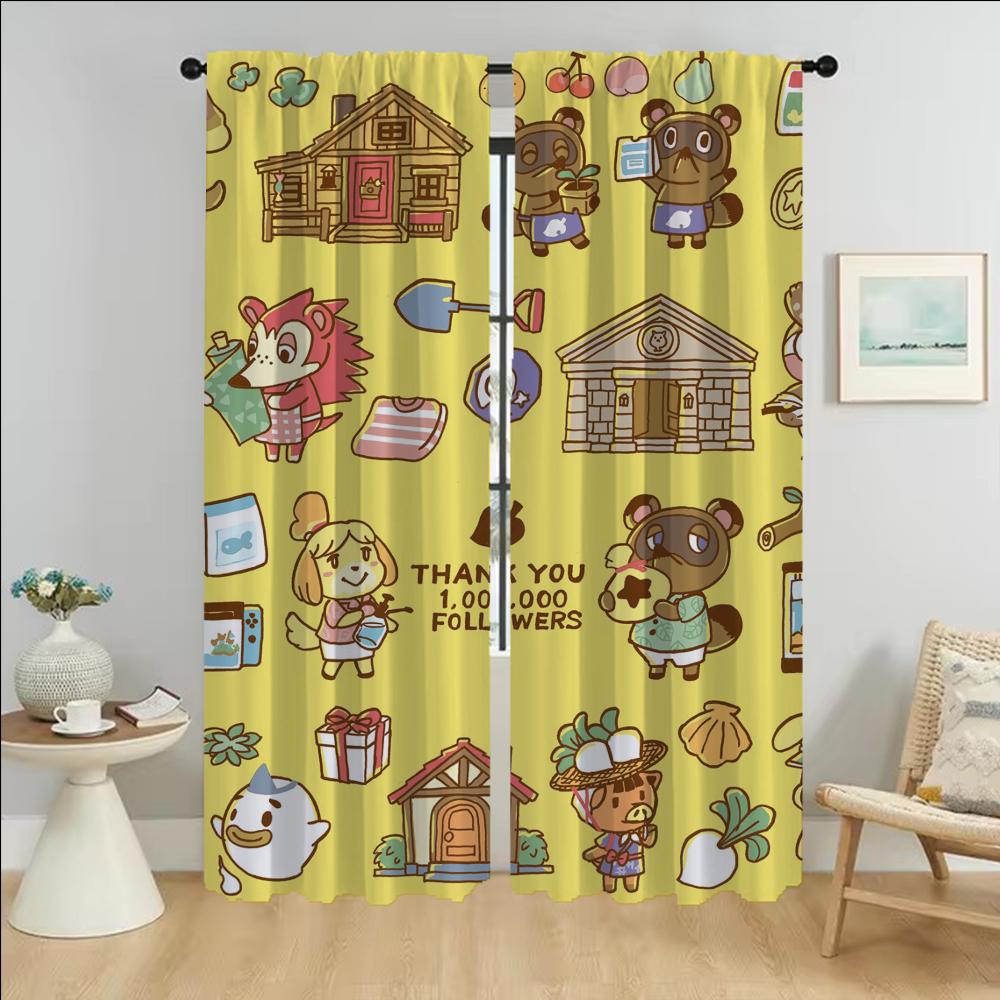 

Animal Crossings Противомоскитные шторы для гостиной Шторы на окна для комнаты 2 Панельные перегородки Домашний интерьер Шторы W50xH70cmx2pcs
