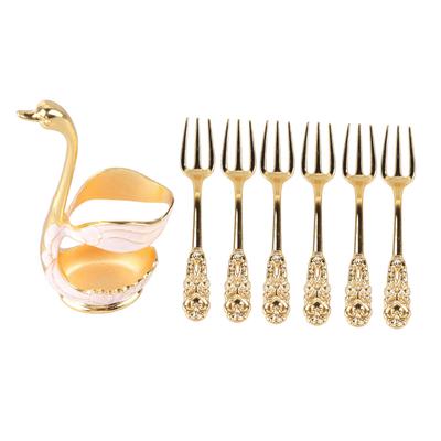 Coffee Spoon Holder Elegant Swan Shaped Alloy Mirror Polish Rich Details Coffee Stirrers Holder for
