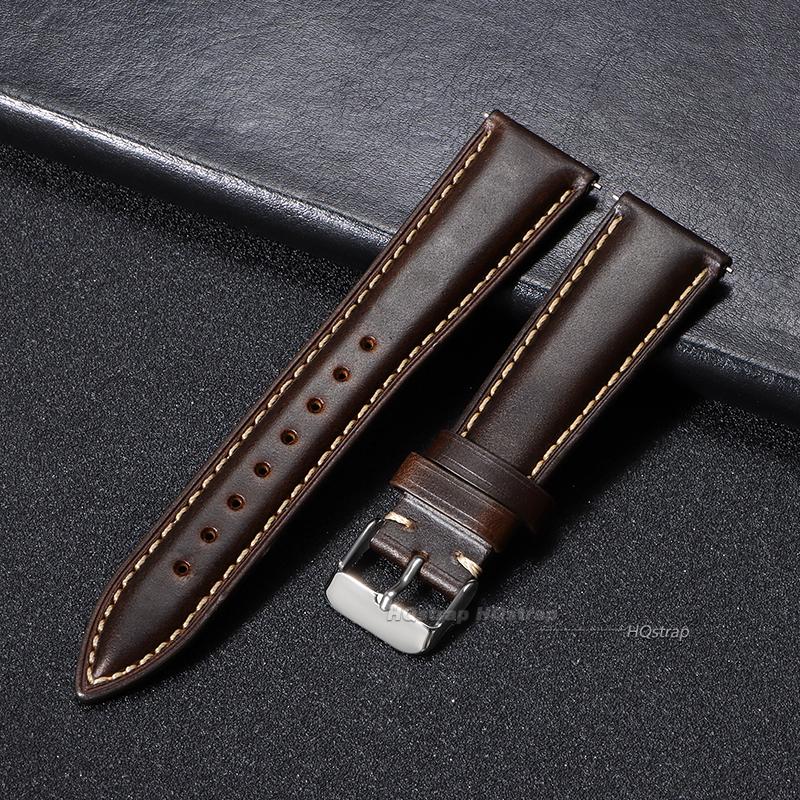 Calfskin Leather Watchband Quick Release Watch Band Wrist Strap with Silver Stainless Steel Buckle 18mm 19mm 20mm 21mm 22mm Belt