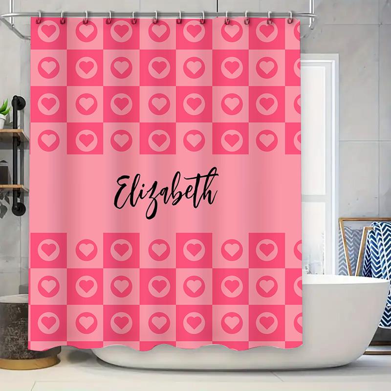 

Chic Printed Shower Curtain With Heart Design Custom Name Bath Decor For Home Decoration Gift Idea W60H190(CM)-1 Pcs