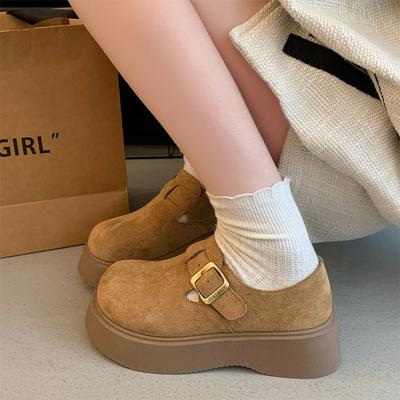 Retro Small Loafer Single Shoes Casual Versatile Boken Shoes Women's 2025 Spring and Autumn New Heightening Platform Boken Shoes