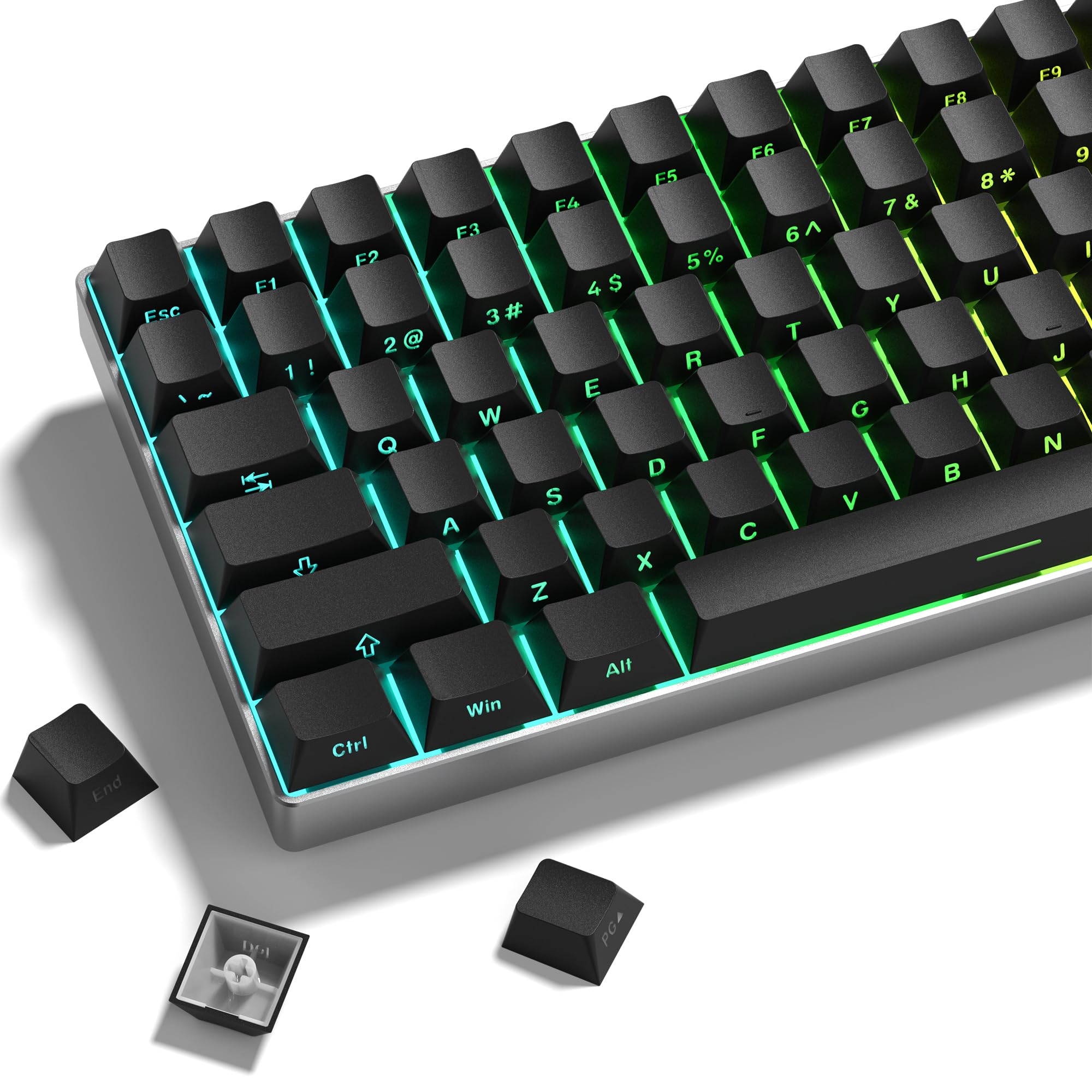 

Womier 123-Key Double-Shot PBT Light-Transmitting Keycaps with Cherry Profile for Mechanical Keyboards and PCs (Black)