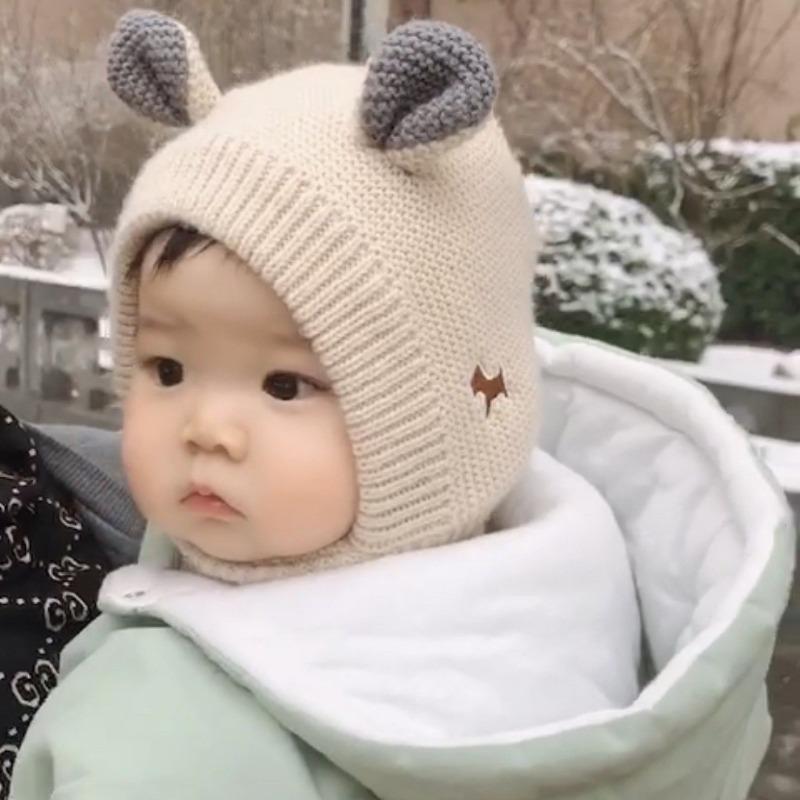 Baby Hats Autumn and Winter Boys and Girls Windproof and Warm Infant Ear Hats Baby Wool Children's Hats