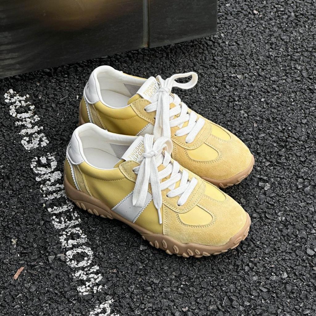 Leather Version~ New Small Inner Height Increase Forrest Gump Training Shoes Women's Versatile Lace-up Casual Sports Shoes Platform Shoes