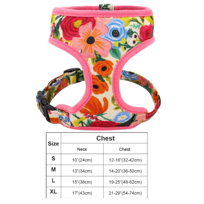Print Flower Dog Harness Leash Set Forest Floral Pet Puppy Harness Vest Leashes Adjustable for Small Medium Large Dogs Chihuahua