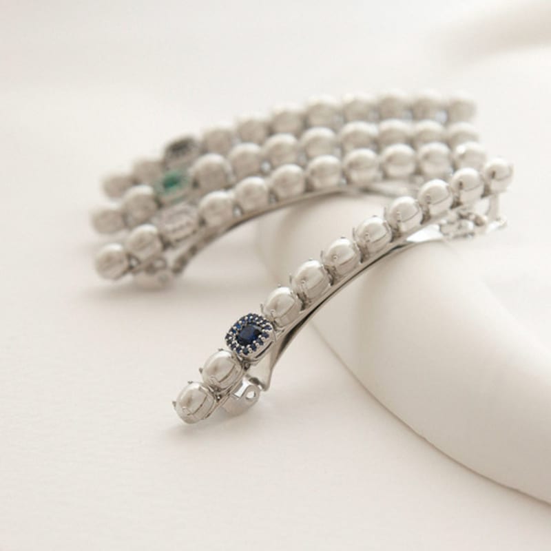 

J.Lauren Pearl Cubic Slim Fit Petit Point Auto Hair Pin H01048 green