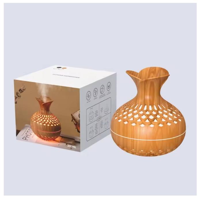 Wood Grain Vase Humidifier Household Electric Ultrasonic Air Humidifier Desktop Essential Oil Diffuser Air Purifier Home Room