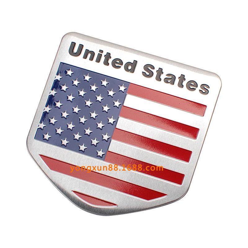 Germany UK Italy USA France Flag Metal Car Badge Decal Sticker, Patriotic Modified Nameplate Emblem For Car Body Exterior