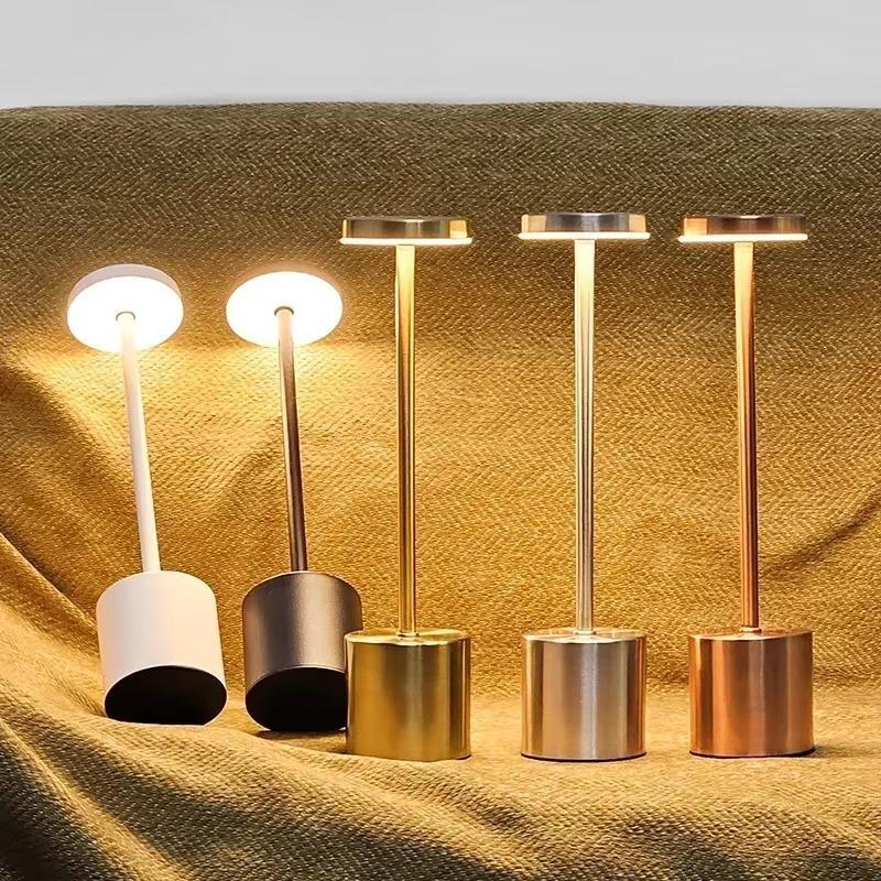 Simple LED Rechargeable Touch Metal Table Lamp Three Colors Bedside Cordless Desk Lamp Bar Outdoor Decoration Led Night Light