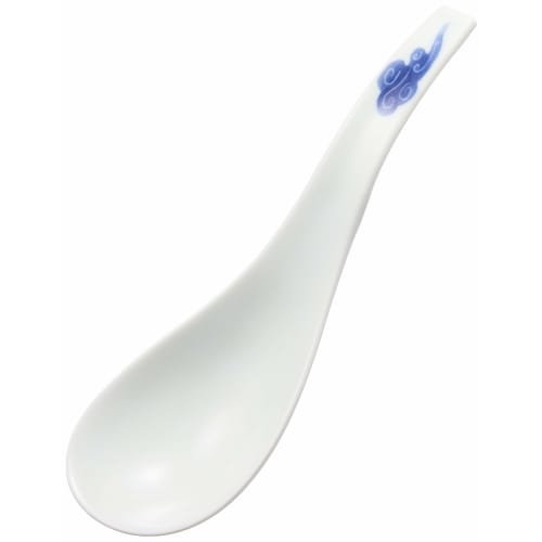 Arita Ware Denpeigama "Ultimate Renge" Ramen Spoon, Old-dyed Cloud Pattern, Approx. 16cm Diameter, Lotus Flower Design, Ceramic, Dishwasher Safe, Made