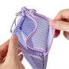 Double Zipper Mesh Storage Bag  Ultra Wear-proof Visible Double Layer Makeup Pouch Portable Travel Toiletry Bag with Handle