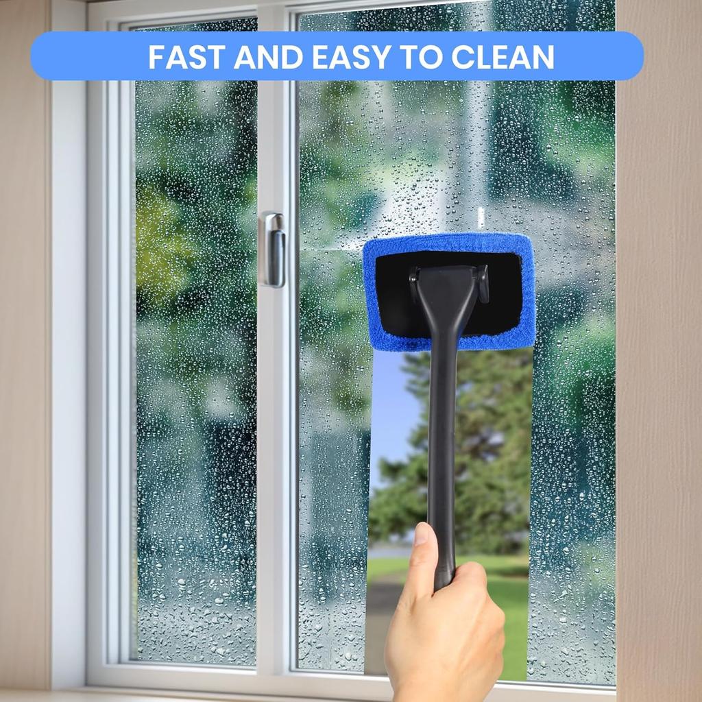 6PCS Windshield Cleaning Tool Car Window Cleaner With 5 Reusable And Washable Microfiber Pads And Extendable Handle Auto Ide Glass Wiper Kit Green