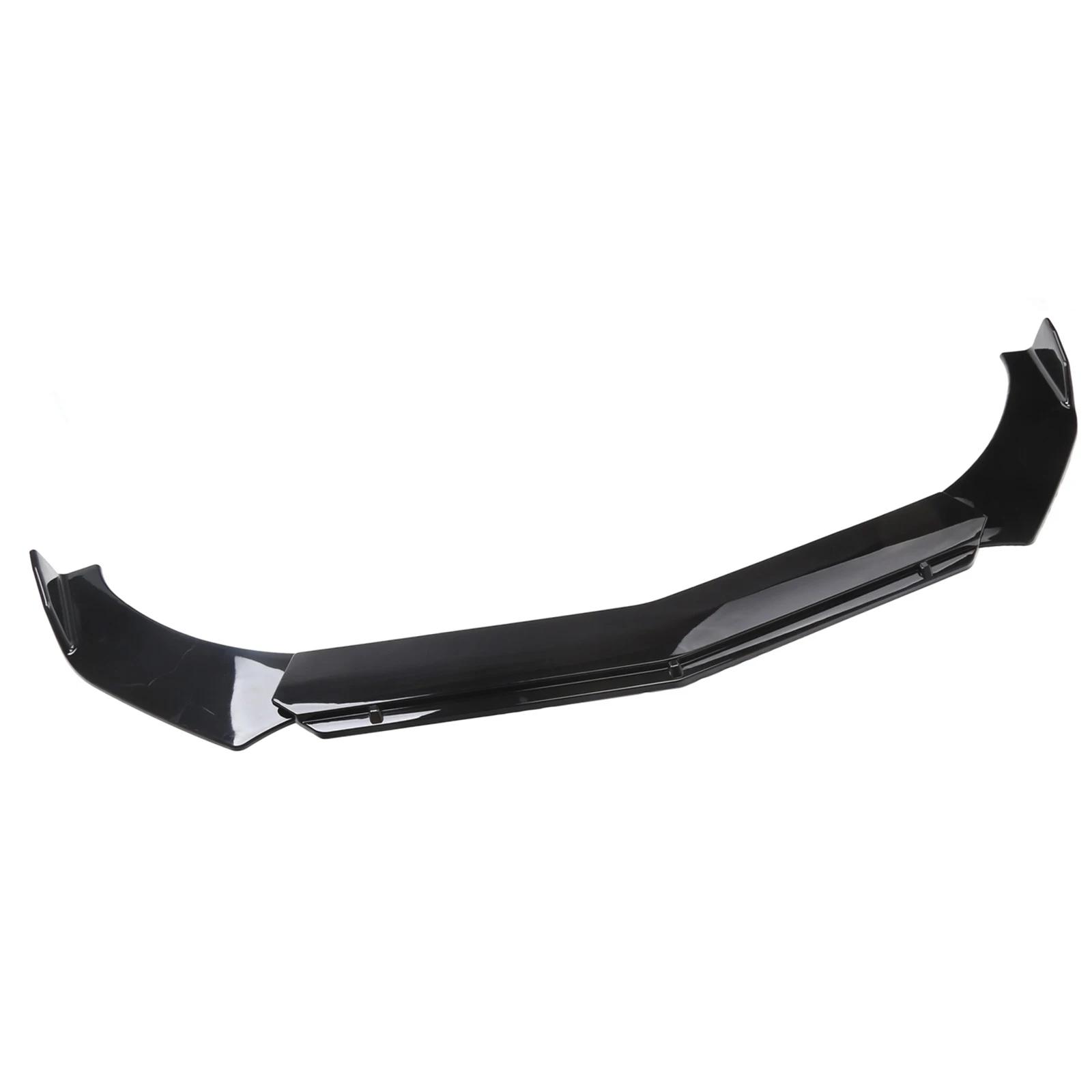 Universal Front Bumper Lip Spoiler Front Skirt Splitter Car Body Exterior Protevtive Extension Decoration for Hatchback Sedan Gloss Black Bumper