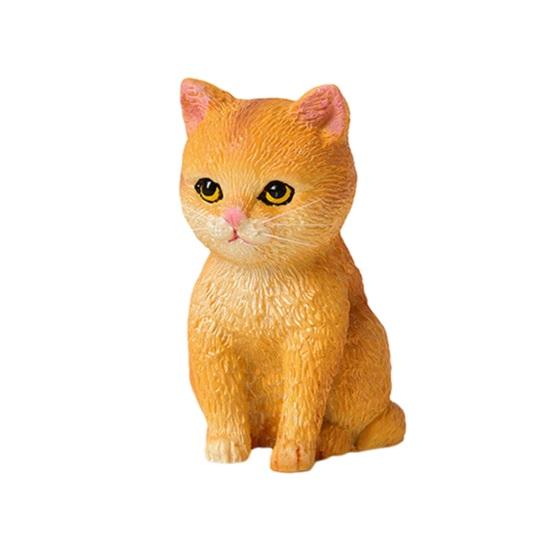 Cat Ornament Resin Statue Handmade Realistic Cat Figurine Home Office Desktop Living Room Decoration