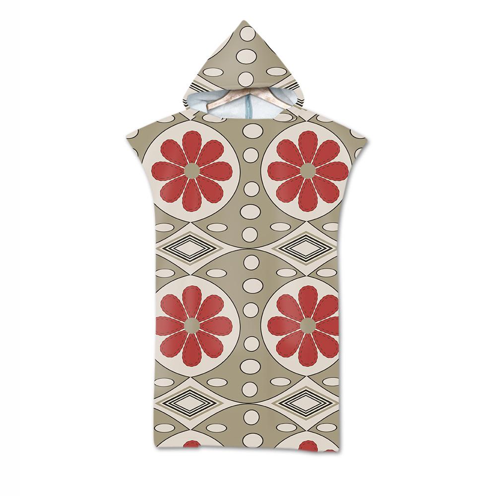 Adult Bath Towel Beach Towel Cape Geometric Print Hooded Bath Towel
