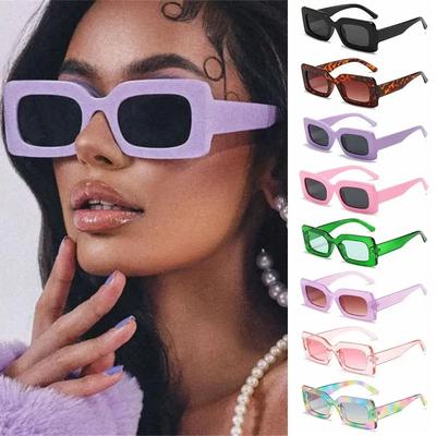 New Women's Sunglasses Fashion Vintage Rectangle Frame Purple Pink Square Glasses Girls Sun Glasses Ladies Eyewear UV400