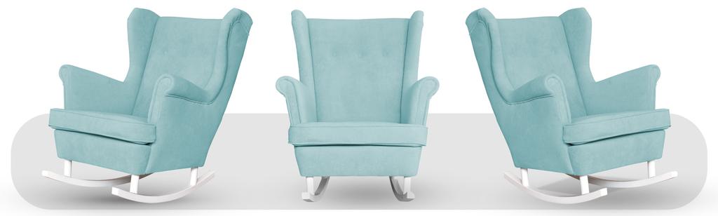 Fotel uszak bujany skandynawski welur Hunter Family Meble błękitny