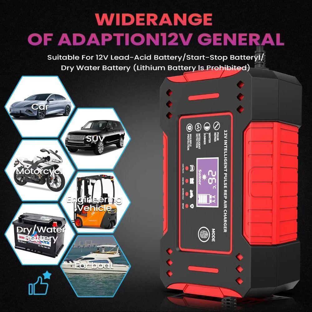 Pulse Repair Intelligent Car Battery Charger 6A Output Lead-Acid Battery Repair Auto Charging