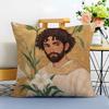 Jesus Christus Porträt Christliche Kunst Kissenbezug Waschbar Leinen Komfort Weich für Sofa Bett Gemütliches Zuhause Zimmerdekoration