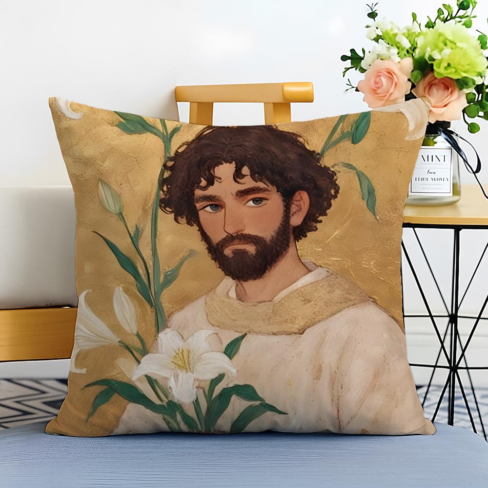 Jesus Christus Porträt Christliche Kunst Kissenbezug Waschbar Leinen Komfort Weich für Sofa Bett Gemütliches Zuhause Zimmerdekoration