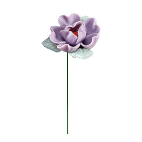 Keramisk blomma med stjälk Realistisk handgjord konstgjord blomma Hem Kontor Vardagsrum Vas Färgglad falsk blomdekoration