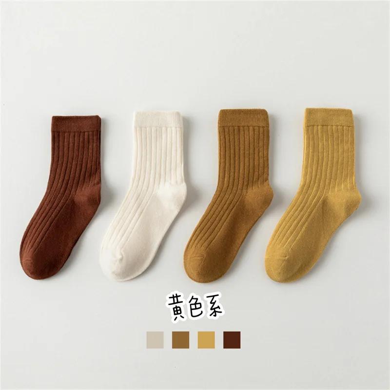 High Quality Autumn Winter New Kids Socks Solid Color Morandi Color Drawer Strip Baby Socks Versatile Boy Girls Cute Socks