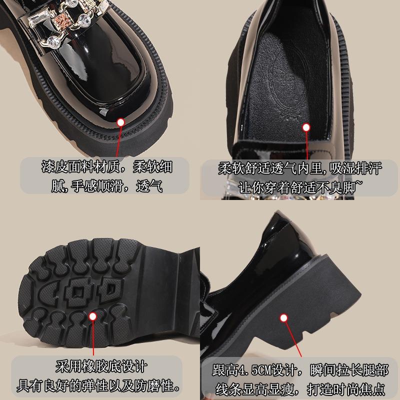 Leather platform small leather shoes new single shoes women's shoes rhinestone college women's uniform leather shoes