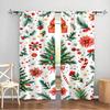 2pcs Festive Christmas Pattern Curtain  Polyester Holiday Window Decor  Winter Berry Gold Curtains  Home Decor Rod Pocket Curtains.