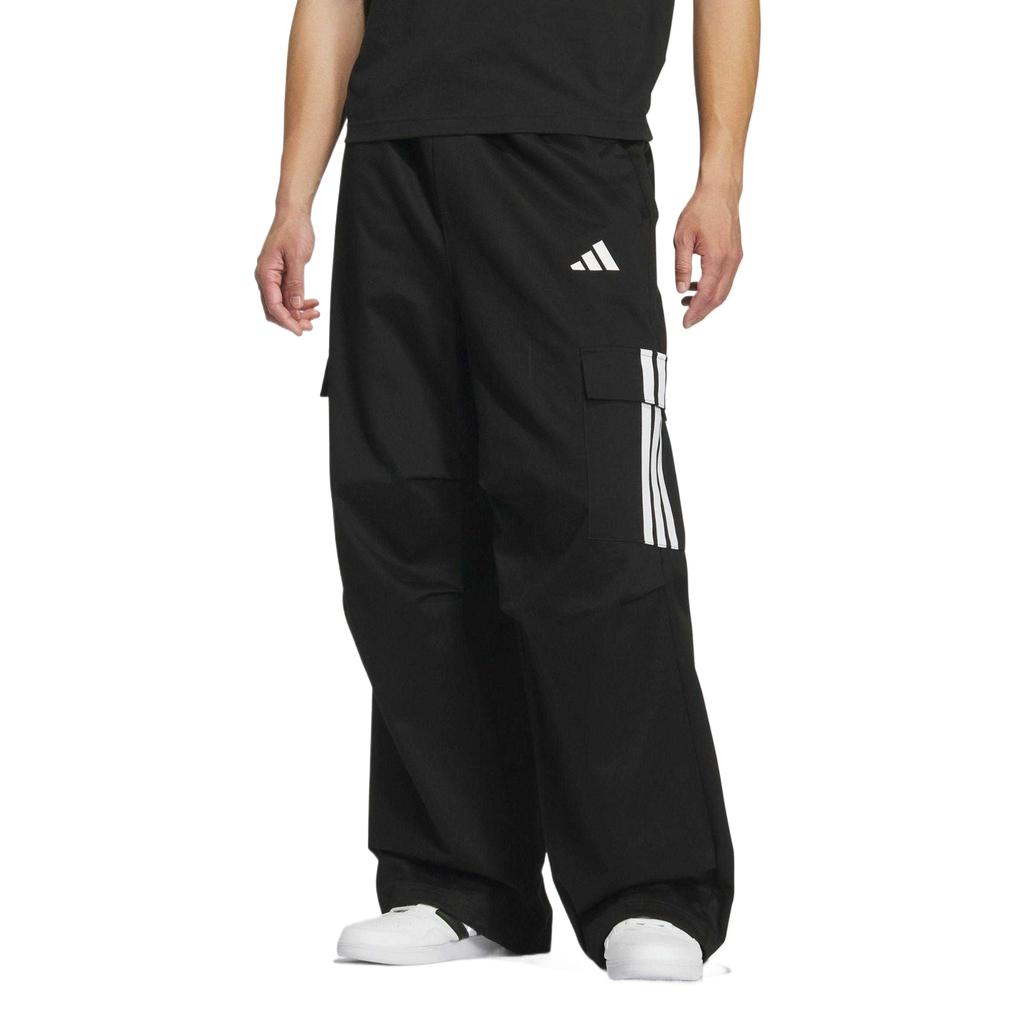 adidas Calças Paraquedas Largas Confortáveis Listradas Práticas Casuais Calças Masculinas Partes de Baixo KF2749