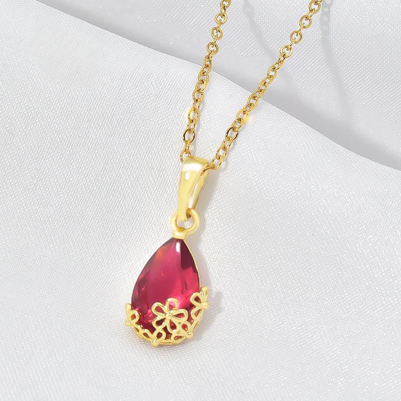 Star Same Water Drop Necklace Female Court Retro Personalized Inlaid Crystal Pendant Collarbone Chain Jewelry